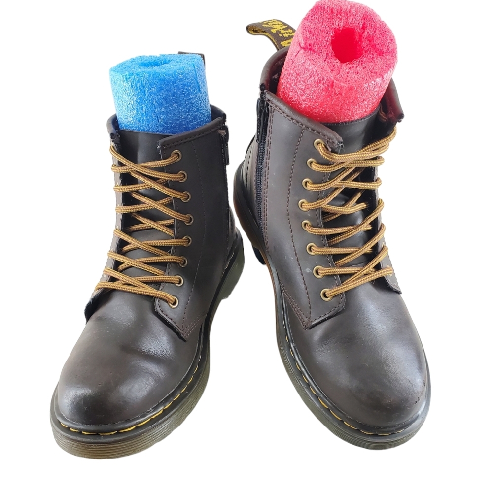 Dr Martens Combat Boots Shoes Girls Junior Sz 2 Brown Leather Softy Lace Up 1460 - Picture 5 of 15